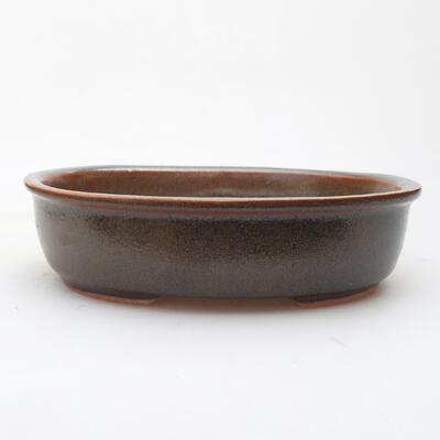 Ceramic bonsai bowl 18.5 x 14.5 x 5 cm, color brown - 1