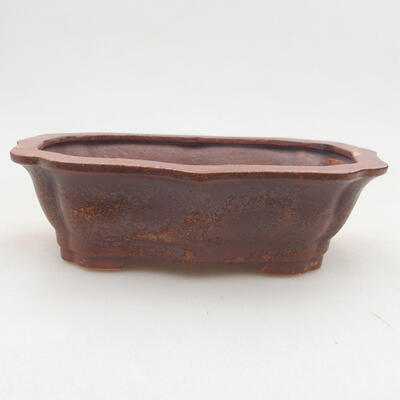 Ceramic bonsai bowl 14 x 10.5 x 4 cm, brown color - 1