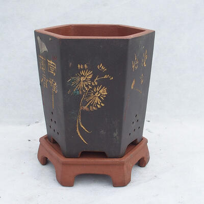 Bonsai bowl 20 x 18 x 25 cm, gray color - 1