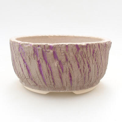 Ceramic bonsai bowl 14 x 14 x 7 cm, color cracked purple - 1
