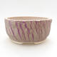 Ceramic bonsai bowl 14 x 14 x 7 cm, color cracked purple - 1/4