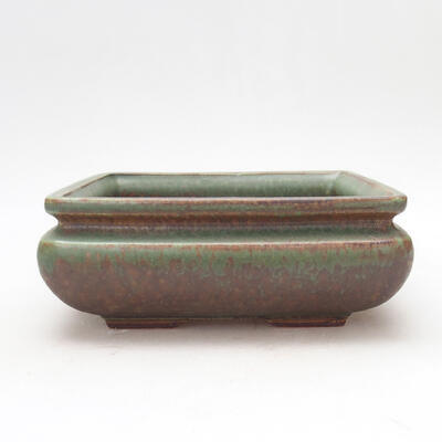 Ceramic bonsai bowl 15 x 15 x 6 cm, color green-brown - 1