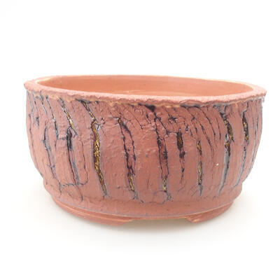 Ceramic bonsai bowl 16 x 16 x 8 cm, color cracked yellow - 1
