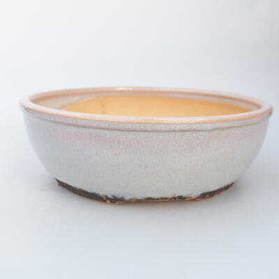 Ceramic bonsai bowl 18.5 x 18.5 x 6 cm, color pink and white - 1