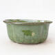Ceramic bonsai bowl 13 x 11.5 x 5.5 cm, color green metallic - 1/3