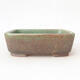 Ceramic bonsai bowl 12 x 10 x 4 cm, color green-brown - 1/3