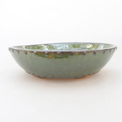 Ceramic bonsai bowl 17.5 x 17.5 x 5 cm, color green - 1