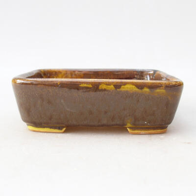 Ceramic bonsai bowl 12 x 10 x 4 cm, color yellow-brown - 1