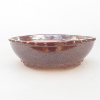 Ceramic bonsai bowl 17.5 x 17.5 x 5 cm, brown color - 1