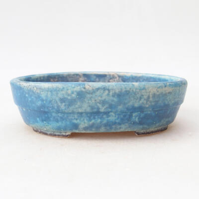 Ceramic bonsai bowl 13.5 x 10.5 x 3.5 cm, color blue-white - 1