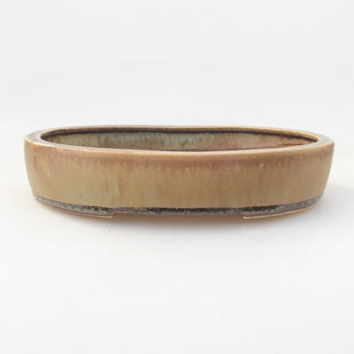 Ceramic bonsai bowl 26 x 20 x 5 cm, brown color - 1