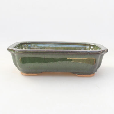 Ceramic bonsai bowl 17 x 13.5 x 4.5 cm, color green - 1