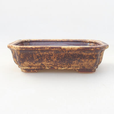 Ceramic bonsai bowl 17 x 13.5 x 4.5 cm, color brown-yellow - 1