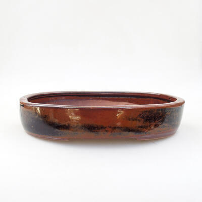 Ceramic bonsai bowl 25.5 x 19.5 x 5 cm, brown color - 1