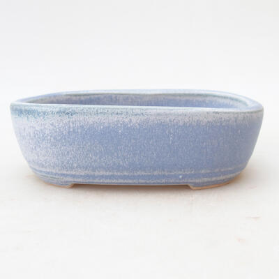 Ceramic bonsai bowl 13 x 8 x 4 cm, color white-blue - 1
