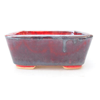 Ceramic bonsai bowl 10.5 x 9 x 4 cm, color red - 1