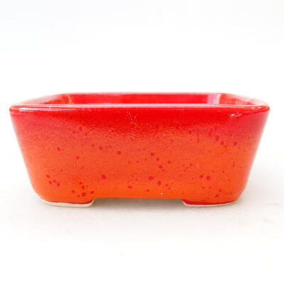 Ceramic bonsai bowl 10.5 x 9 x 4 cm, color red-orange - 1