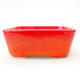 Ceramic bonsai bowl 10.5 x 9 x 4 cm, color red-orange - 1/3