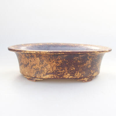 Ceramic bonsai bowl 21.5 x 17 x 6 cm, color brown-yellow - 1