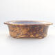 Ceramic bonsai bowl 21.5 x 17 x 6 cm, color brown-yellow - 1/3