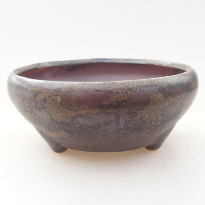 Ceramic bonsai bowl 10.5 x 10.5 x 4 cm, brown color - 1