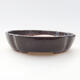 Ceramic bonsai bowl 11 x 11 x 2.5 cm, brown color - 1/3
