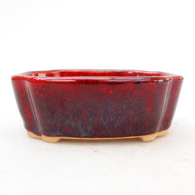 Ceramic bonsai bowl 11 x 8 x 3.5 cm, color red-black - 1