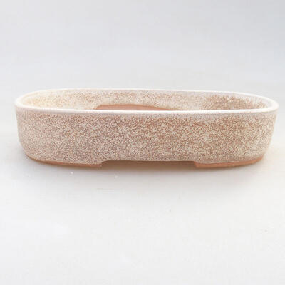 Ceramic bonsai bowl 15.5 x 10.5 x 3 cm, beige color - 1