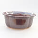 Ceramic bonsai bowl 13 x 11 x 5.5 cm, brown color - 1/3