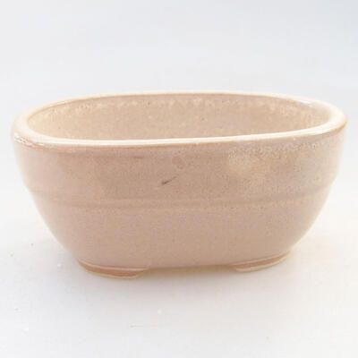 Ceramic bonsai bowl 11.5 x 8 x 5 cm, beige color - 1