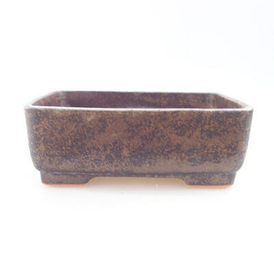 Ceramic bonsai bowl 14.5 x 11 x 5 cm, brown color - 1