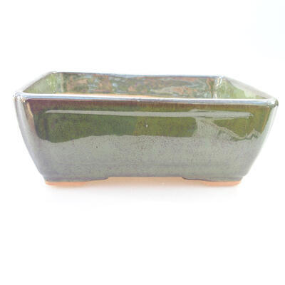 Ceramic bonsai bowl 15.5 x 12.5 x 6 cm, color green - 1