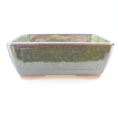 Ceramic bonsai bowl 15.5 x 11.5 x 6 cm, color green - 1