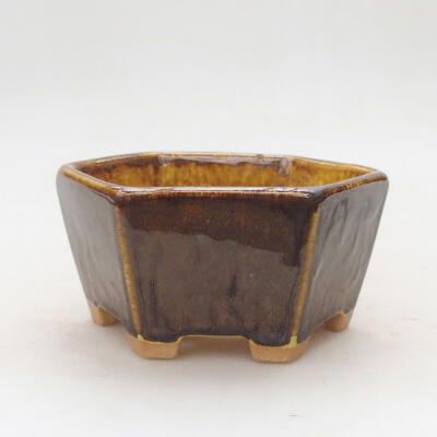 Ceramic bonsai bowl 10.5 x 9 x 5 cm, color yellow-brown - 1