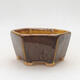 Ceramic bonsai bowl 10.5 x 9 x 5 cm, color yellow-brown - 1/3