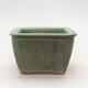 Ceramic bonsai bowl 8 x 8 x 5.5 cm, color green-brown - 1/3