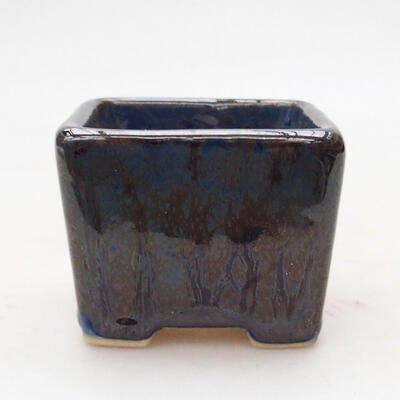 Ceramic bonsai bowl 6 x 6 x 4.5 cm, color metallic blue - 1