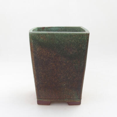 Ceramic bonsai bowl 14.5 x 14.5 x 19 cm, color green-brown - 1