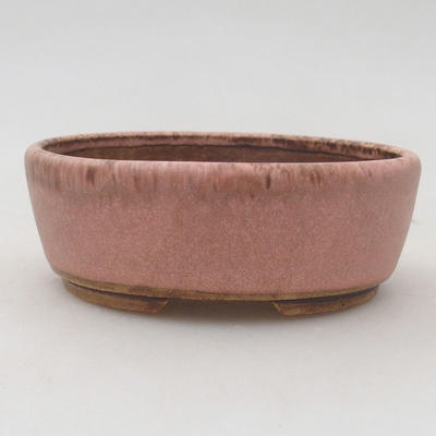 Ceramic bonsai bowl 9.5 x 8.5 x 3.5 cm, brown-pink color - 1