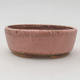 Ceramic bonsai bowl 9.5 x 8.5 x 3.5 cm, brown-pink color - 1/3