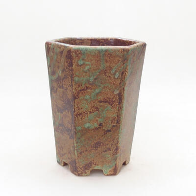 Ceramic bonsai bowl 13 x 11.5 x 17 cm, color green-brown - 1