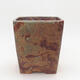 Ceramic bonsai bowl 13 x 13 x 15 cm, color brownish green - 1/3