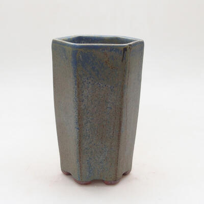 Ceramic bonsai bowl 9.5 x 8 x 14 cm, color blue-brown - 1