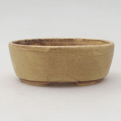 Ceramic bonsai bowl 10 x 8.5 x 3.5 cm, color brown-yellow - 1