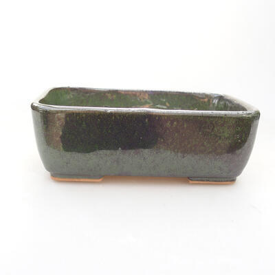 Ceramic bonsai bowl 15 x 10.5 x 5 cm, color green - 1