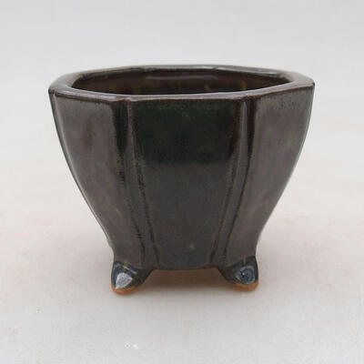 Ceramic bonsai bowl 7 x 7 x 5.5 cm, color green - 1