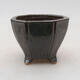 Ceramic bonsai bowl 7 x 7 x 5.5 cm, color green - 1/3