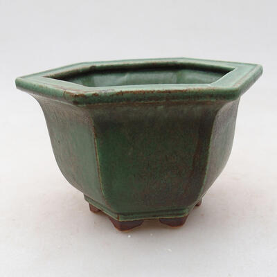 Ceramic bonsai bowl 11.5 x 10.5 x 7.5 cm, color green - 1