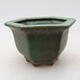 Ceramic bonsai bowl 11.5 x 10.5 x 7.5 cm, color green - 1/3