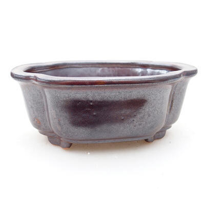 Ceramic bonsai bowl 12 x 10 x 5 cm, brown color - 1
